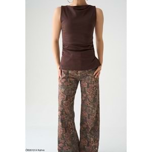 Yeni Sezon Etnik Şal Desenli Pamuklu Kot Pantolon - DESENLİ - L