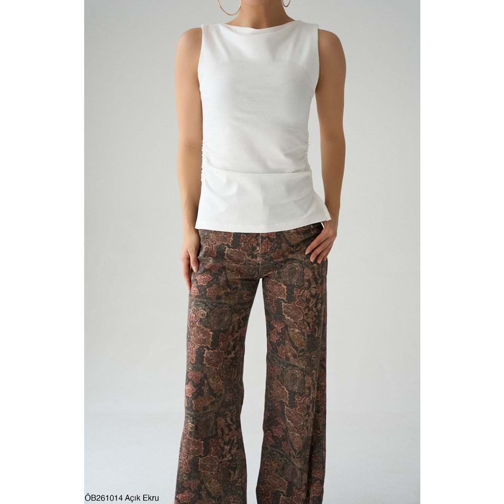 Yeni Sezon Etnik Şal Desenli Pamuklu Kot Pantolon - DESENLİ - L