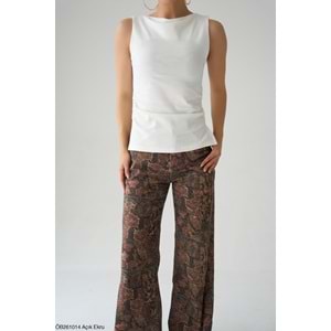 Yeni Sezon Etnik Şal Desenli Pamuklu Kot Pantolon - DESENLİ - L