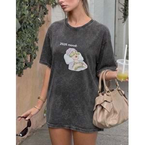 2026 Manifest Mood Tasarım Yıkamalı T-Shirt