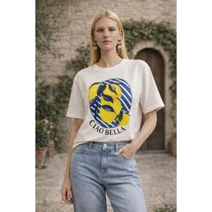 Yeni Sezon Ciao Bella – Amalfi Lemon Premium T-Shirt - EKRU - L