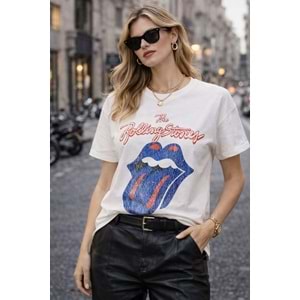 Vintage Rock Style Baskılı Beyaz T-Shirt