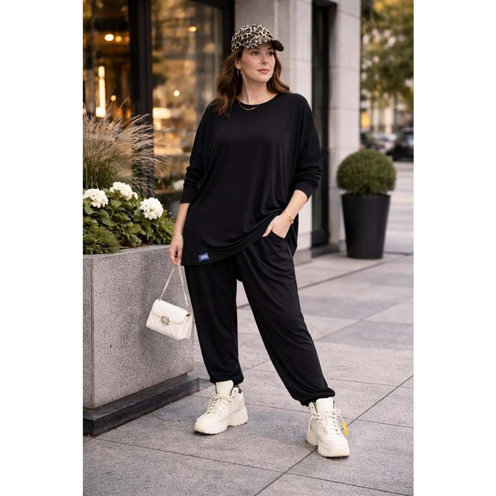 Ibeeka Urban Retro Oversize Şalvar Takım – Siyah - SİYAH - STANDART