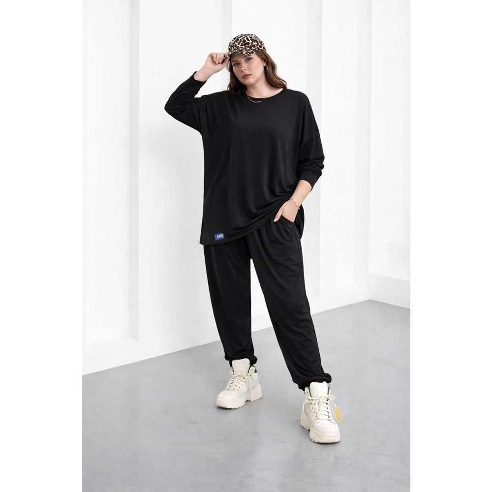 Ibeeka Urban Retro Oversize Şalvar Takım – Siyah - SİYAH - STANDART