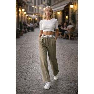 Street Couture Antrasit - Haki - Siyah Palazzo Pantolon - HAKİ - L