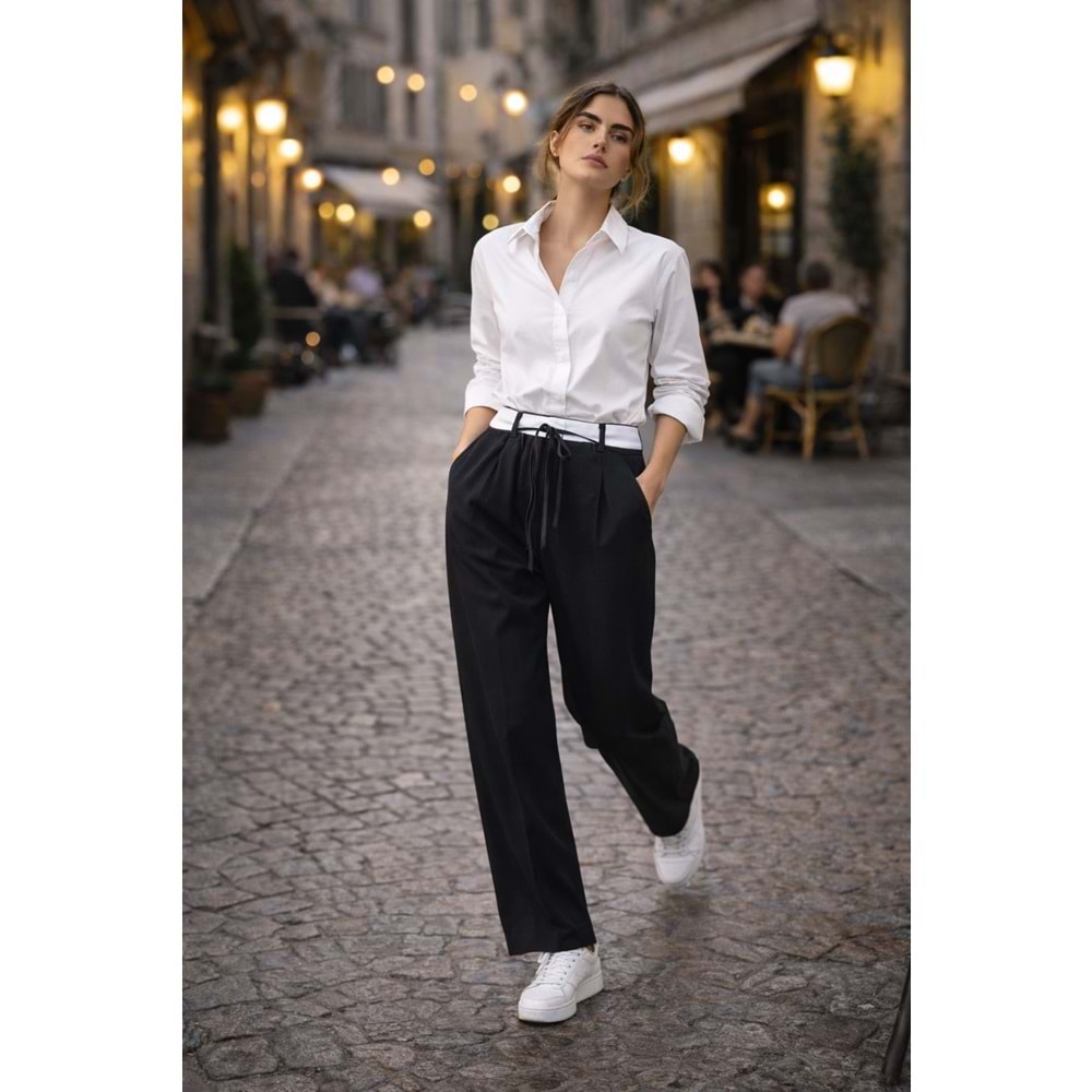 Street Couture Antrasit - Haki - Siyah Palazzo Pantolon - SİYAH - L