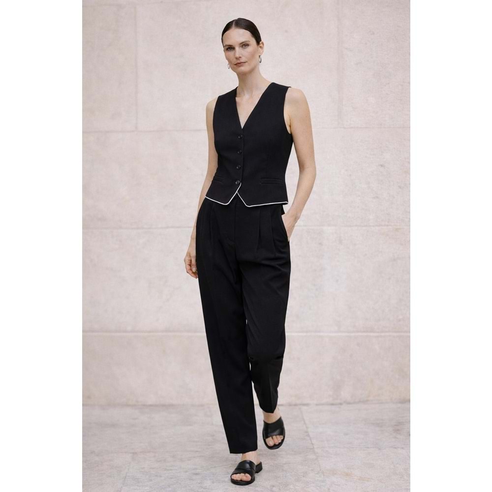 Milano Elegant Yelekli Pantolon Takım – Siyah - SİYAH - L