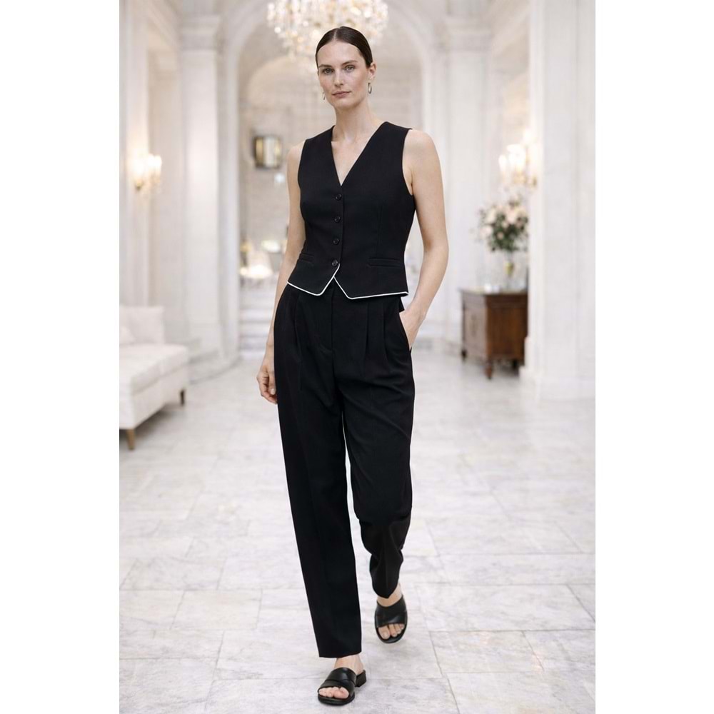 Milano Elegant Yelekli Pantolon Takım – Siyah - SİYAH - L