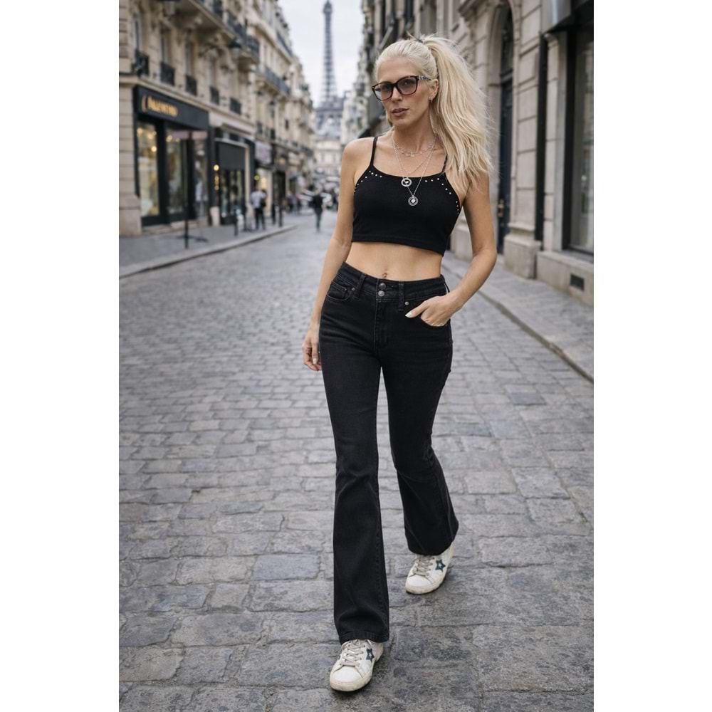 Midnight Black Flare Denim - Kot Pantolon - SİYAH - 34