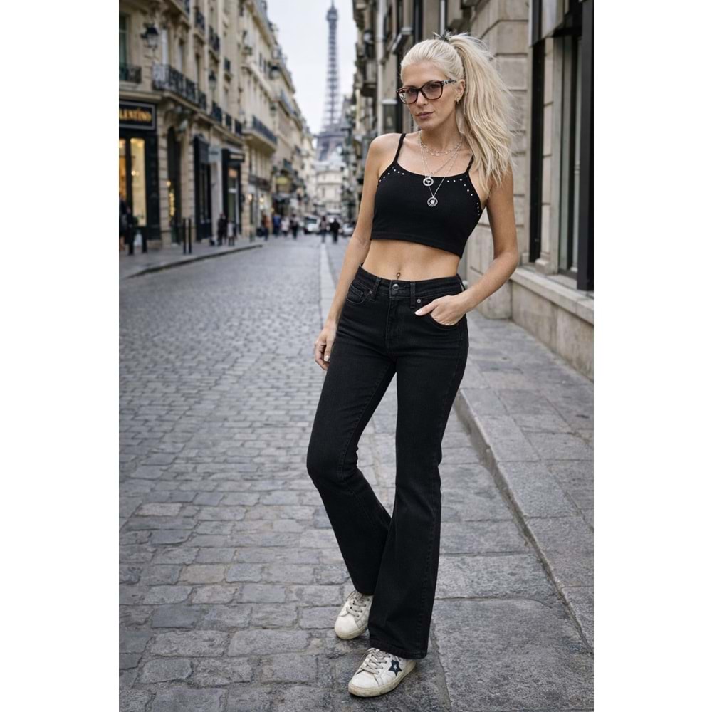 Midnight Black Flare Denim - Kot Pantolon - SİYAH - 34