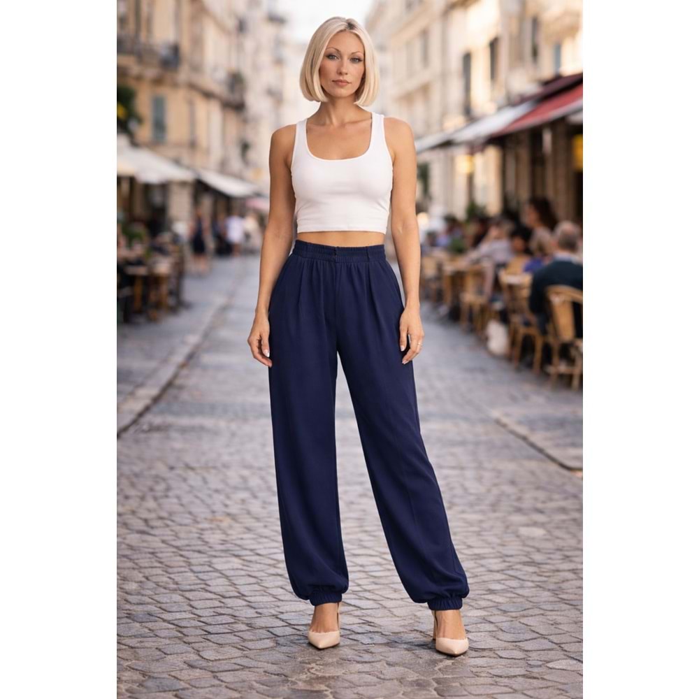 Roma Soft Tencel Jogger Kumaş Pantolon - LACİVERT - L