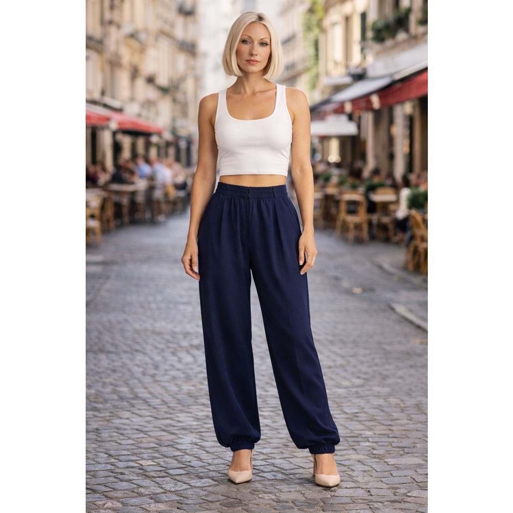 Roma Soft Tencel Jogger Kumaş Pantolon - LACİVERT - L