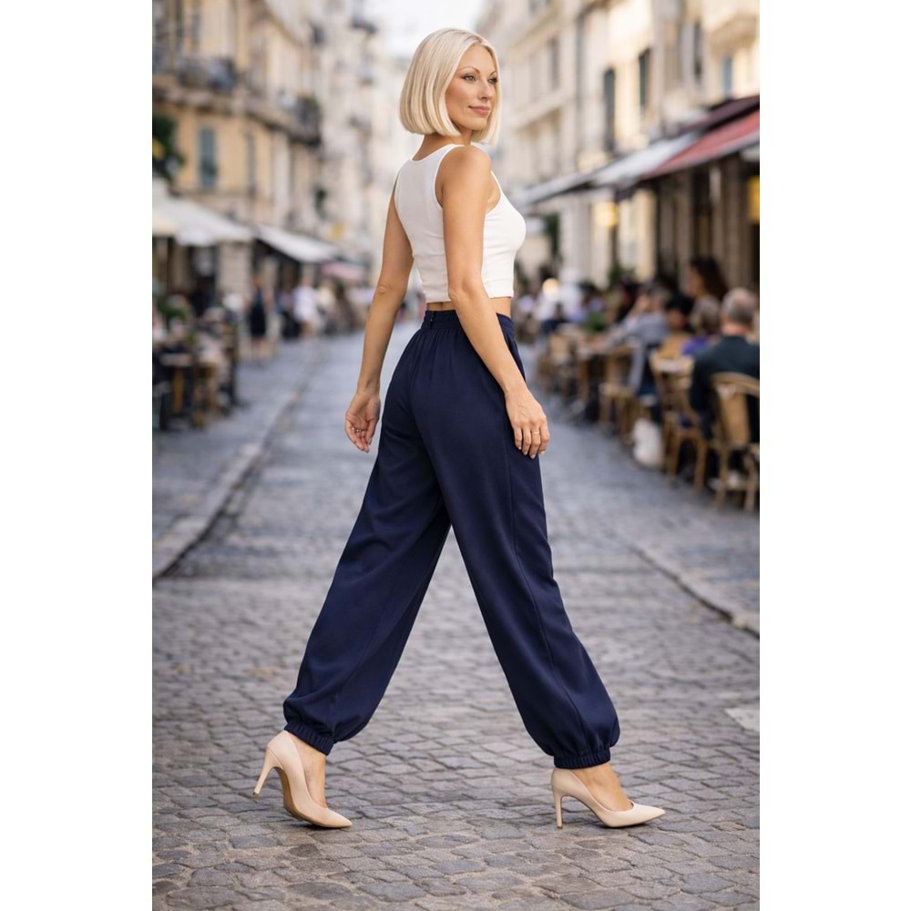 Roma Soft Tencel Jogger Kumaş Pantolon - LACİVERT - L