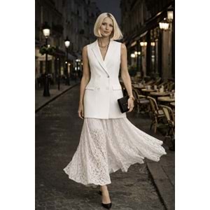 Valentina Lace Vest Dress - Yelekli Dantel Etek Alt Üst Takım - M - ST00957-14815