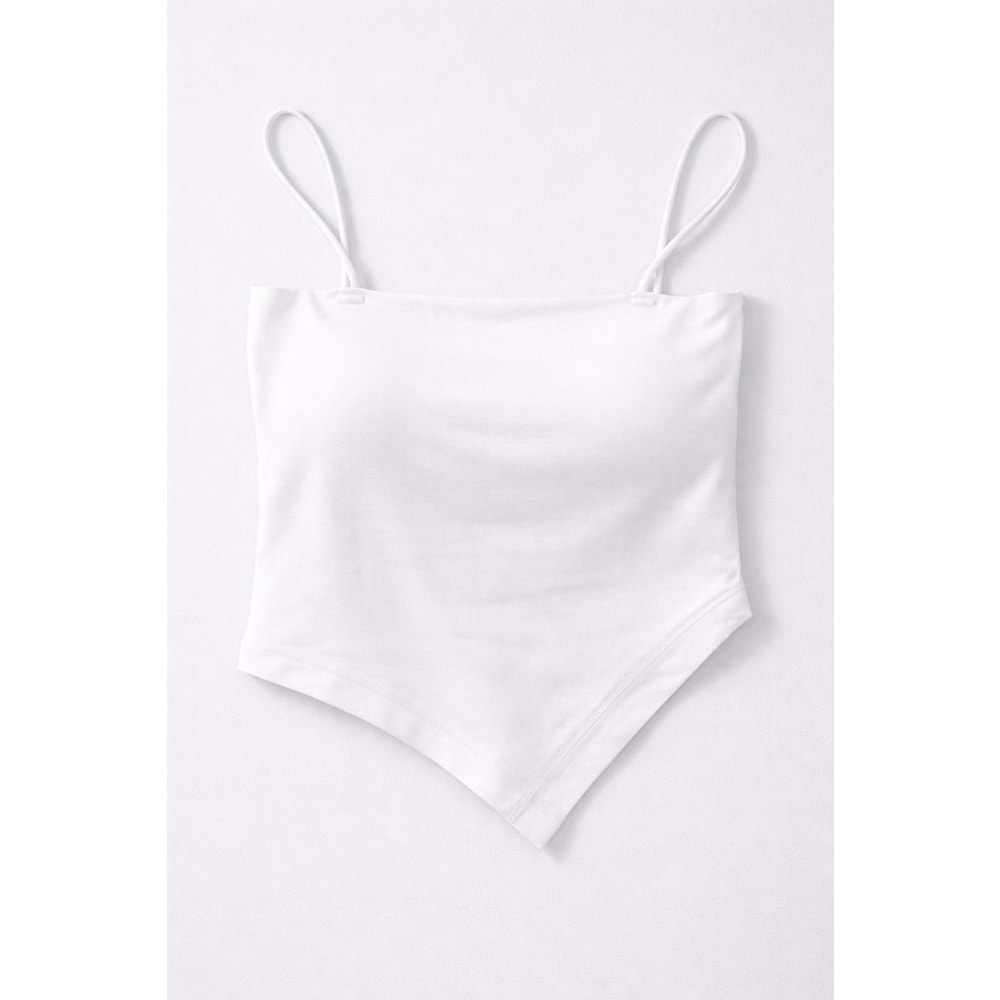 Essential Basic Strap Crop -Kendinden Sütyenli Basic Üst - EKRU - L