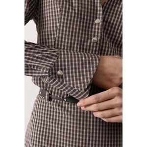 Pötükare Desen Elegant Düğme Detay Alt Üst Takım - KAHVERENGİ - M