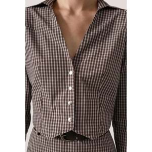 Pötükare Desen Elegant Düğme Detay Alt Üst Takım - KAHVERENGİ - M