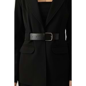 Stylish Ibeeka Design Kemer Detay Blazer Ceket - SİYAH - L