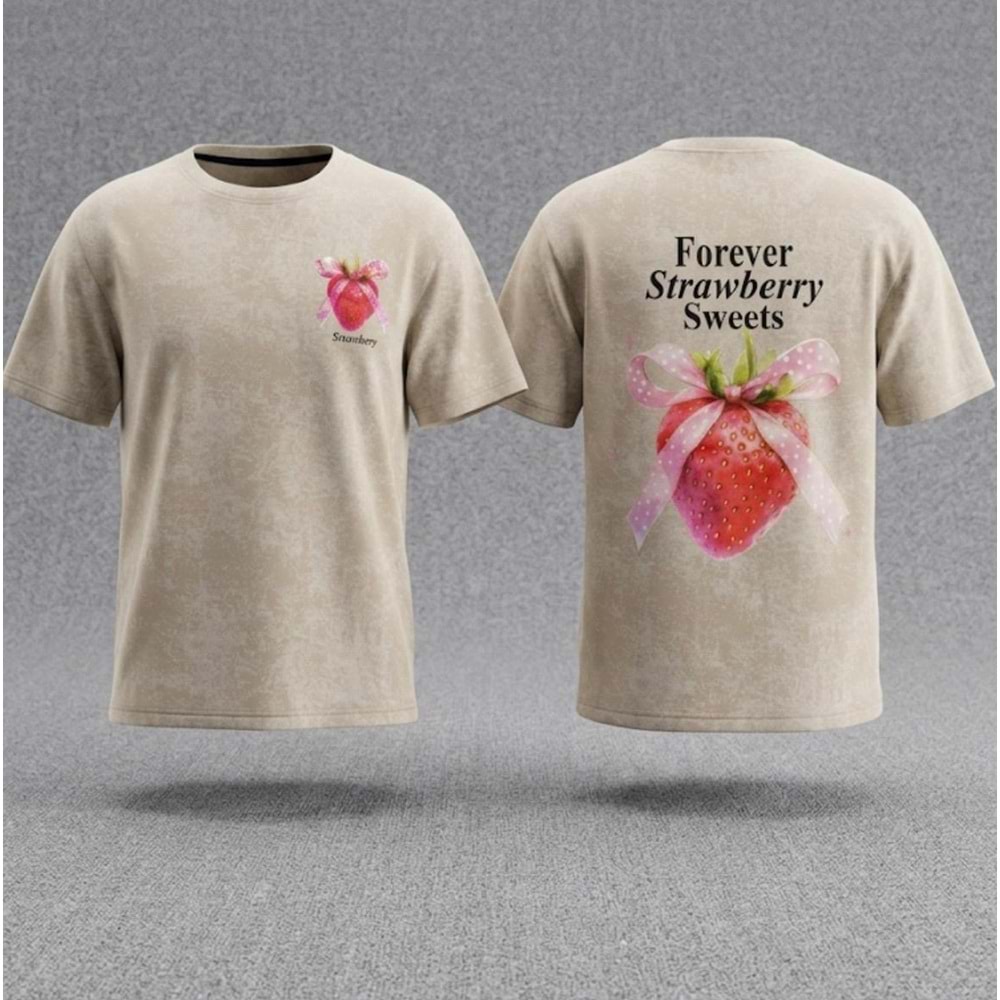 Forever Strawberry Kız Çocuk T-Shirt - TAŞ - 11 YAŞ
