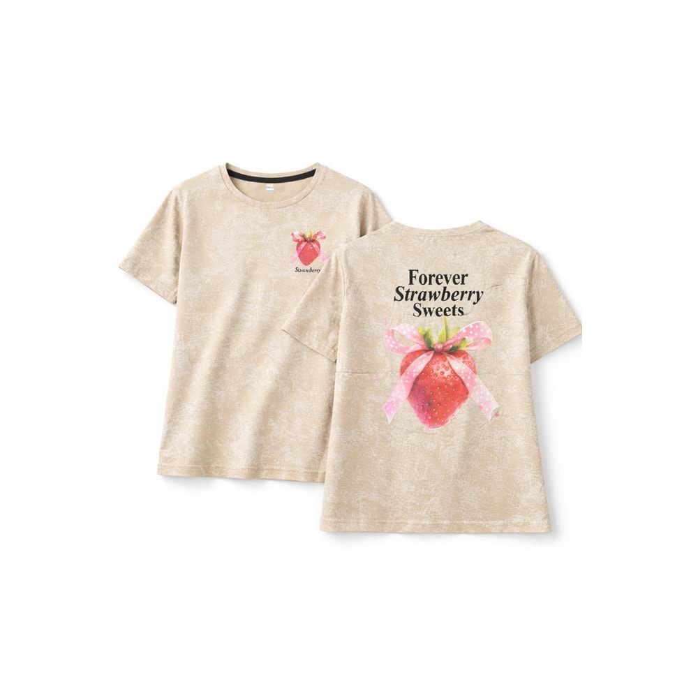 Forever Strawberry Kız Çocuk T-Shirt - TAŞ - 11 YAŞ