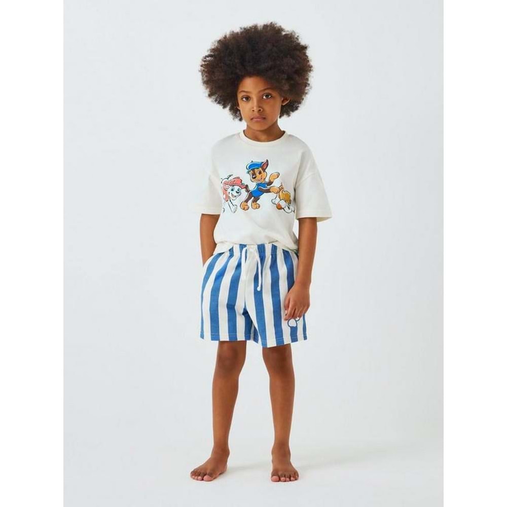 Erkek Çocuk Sevimli Köpekler Baskılı Alt Üst Takım T-Shirt - Şort - AÇIK MAVİ - 2-3 YAŞ