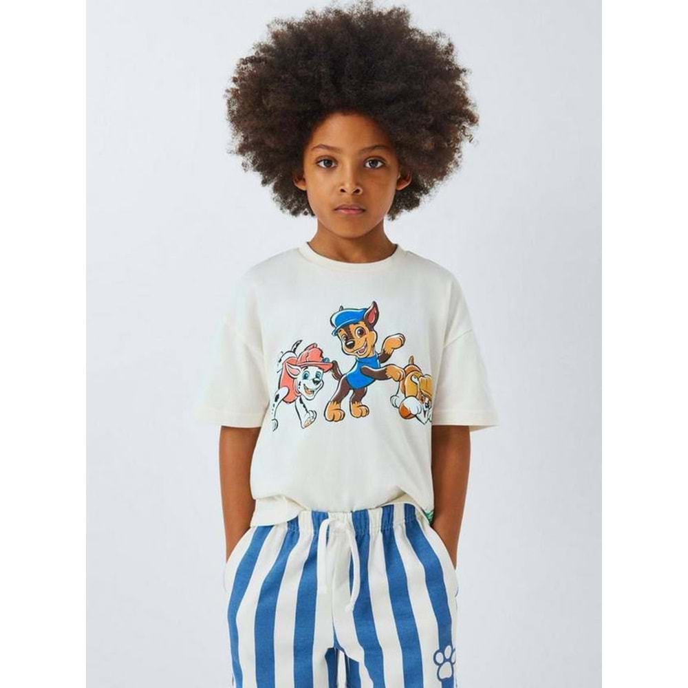 Erkek Çocuk Sevimli Köpekler Baskılı Alt Üst Takım T-Shirt - Şort - AÇIK MAVİ - 2-3 YAŞ