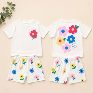 Bloomy Garden Şortlu Kız Çocuk Alt Üst Takım - ÇOK RENKLİ - 2-3 YAŞ