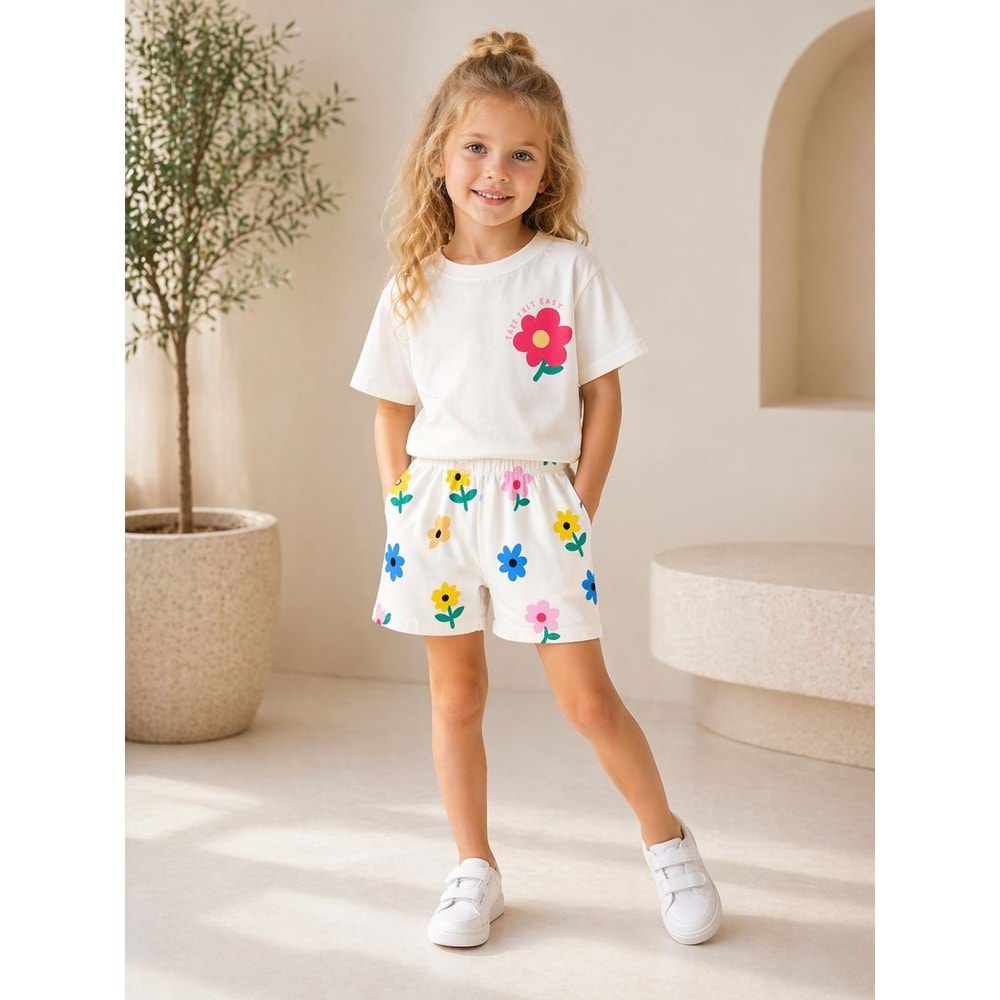 Bloomy Garden Şortlu Kız Çocuk Alt Üst Takım - ÇOK RENKLİ - 2-3 YAŞ