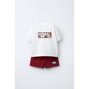 Erkek Çocuk Alt Üst Takım Baskı Desen - BORDO - 2-3 YAŞ