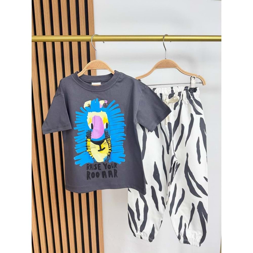 Erkek Çocuk Jungle Safari Mini Set Jogger Alt T-Shirt Takım - ÇOK RENKLİ - 2-3 YAŞ