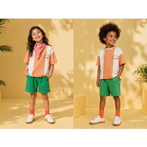 Sunny Sunjoy Street Unisex Şortlu Alt Üst Takım Yeni Sezon - TURUNCU - 2-3 YAŞ