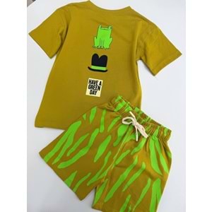 Sunny Frog Summer Set Sevimli Kurbağa Relaxed Alt Üst Takım - YEŞİL - 2-3 YAŞ