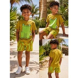 Sunny Frog Summer Set Sevimli Kurbağa Relaxed Alt Üst Takım - YEŞİL - 2-3 YAŞ
