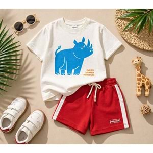 Wild Rhino Savanna Yazlık Alt Üst Takım Yeni Sezon - KIRMIZI - 2-3 YAŞ