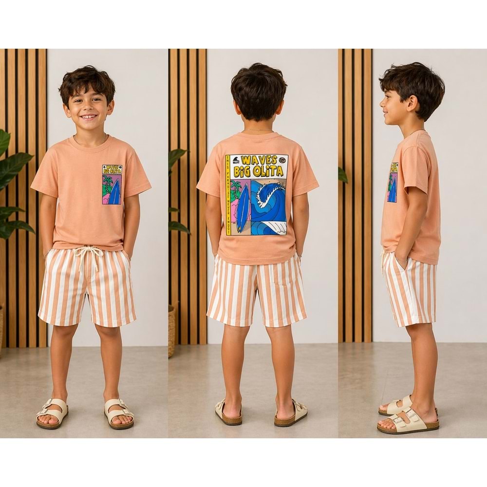 Sunset Waves Erkek Çocuk Alt Üst Yazlık Takım - SOMON - 2-3 YAŞ