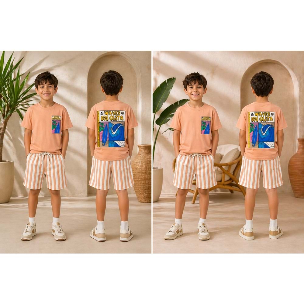 Sunset Waves Erkek Çocuk Alt Üst Yazlık Takım - SOMON - 2-3 YAŞ