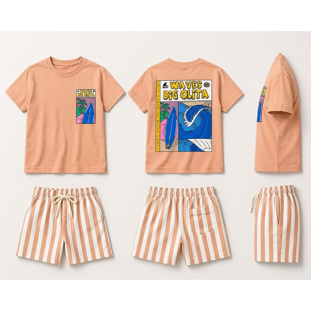 Sunset Waves Erkek Çocuk Alt Üst Yazlık Takım - SOMON - 2-3 YAŞ