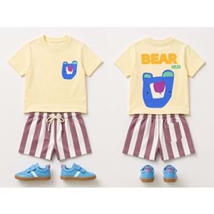 Splash Summer Set Yeni Sezon Unisex Soft Sarı Alt Üst Takım - SARI - 5-6 YAŞ