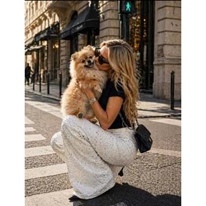 Shine Bright Like A Diamond Premium Ekru Parlak Jean / Kot Pantolon - BEYAZ - L - ST01118-BEYAZ-L