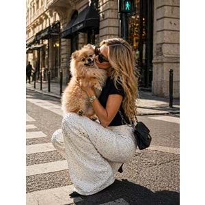 Shine Bright Like A Diamond Premium Ekru Parlak Jean / Kot Pantolon - BEYAZ - L - ST01118-BEYAZ-L