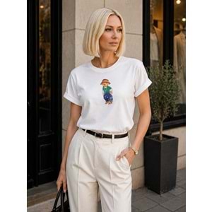 Icon Teddy Sevimli Ayıcık Baskılı T-Shirt - PEMBE - L - ST01121-PEMBE-L