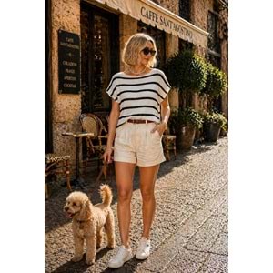 Cote d!Azur Çizgili Triko Üst Standart Beden