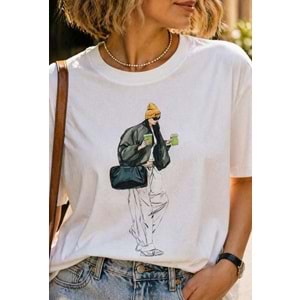 Yeni Sezon Premium Pamuklu City Girl Firgür Baskılı T-Shirt