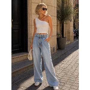 Sunlight Glow Boho Saçak Bel Detay Fringe Jean - KOT MAVİ - 34 - ST01144-KOT MAVİ-34