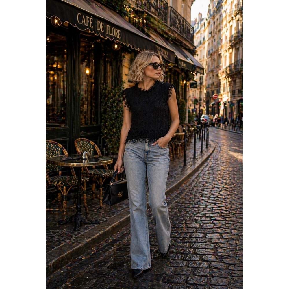 Fringe Signature Premium Triko Süveter Yeni Sezon - SİYAH - STANDART - ST01197-SİYAH-STANDART