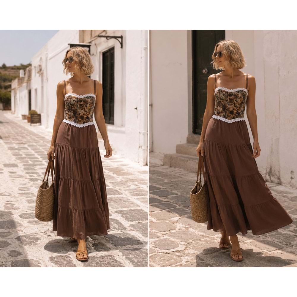 Vintage Bloom Garden Dantel Detaylı Straplez Korse Büstiyer