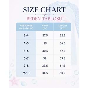 Kız Çocuk Deniz Kızı Temalı Güneş Koruma Uzun Kollu Mayo & Bone Takımı