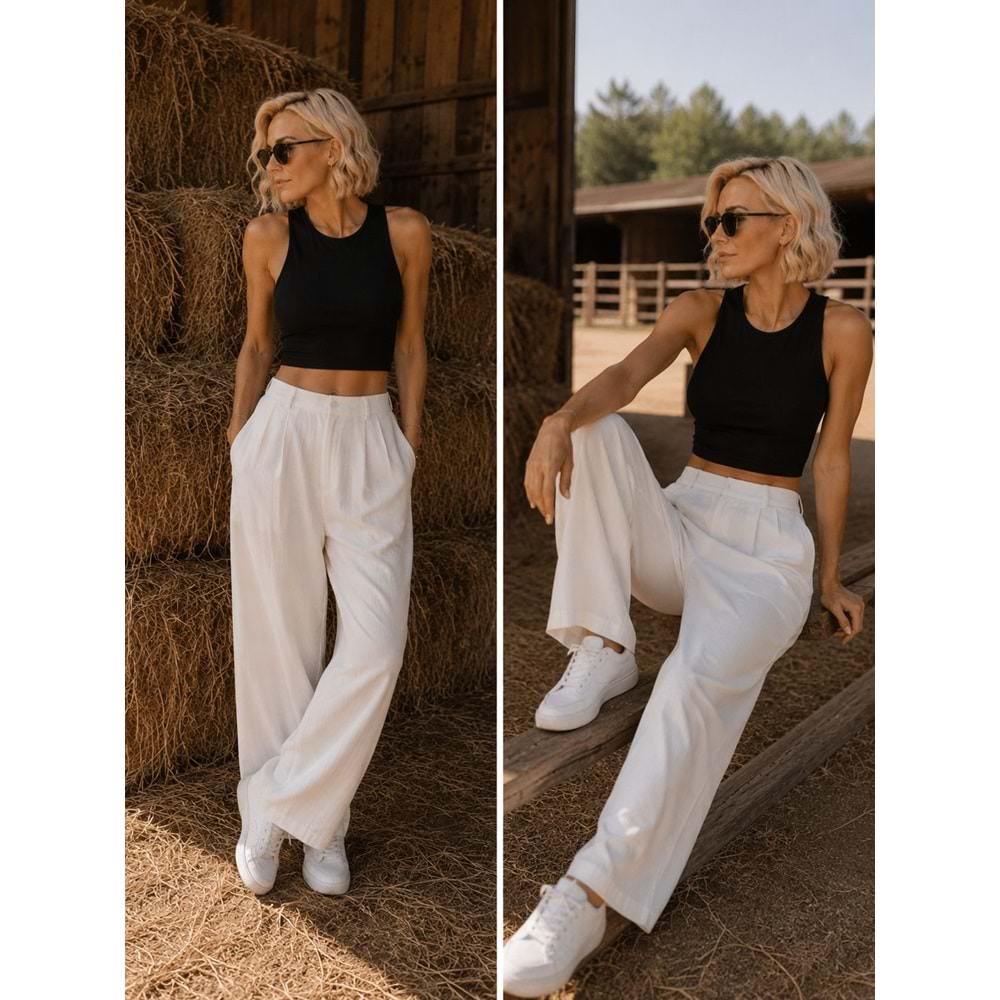 Ibeeka - Mykanos Pink - Black Crop Top Kaşkorse Destekli Kendinden Sütyenli T-Shirt Crop