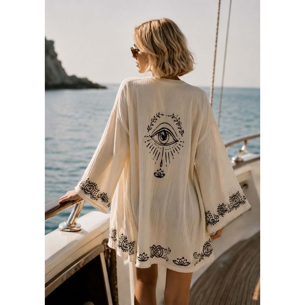 Ibeeka - Evil Eye Bohem Natuel Flow Pareo / Kimono - Keten