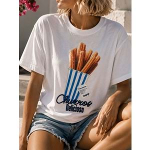 Food Art Churos Nakış İşleme Detqaylı Premium T-Shirt